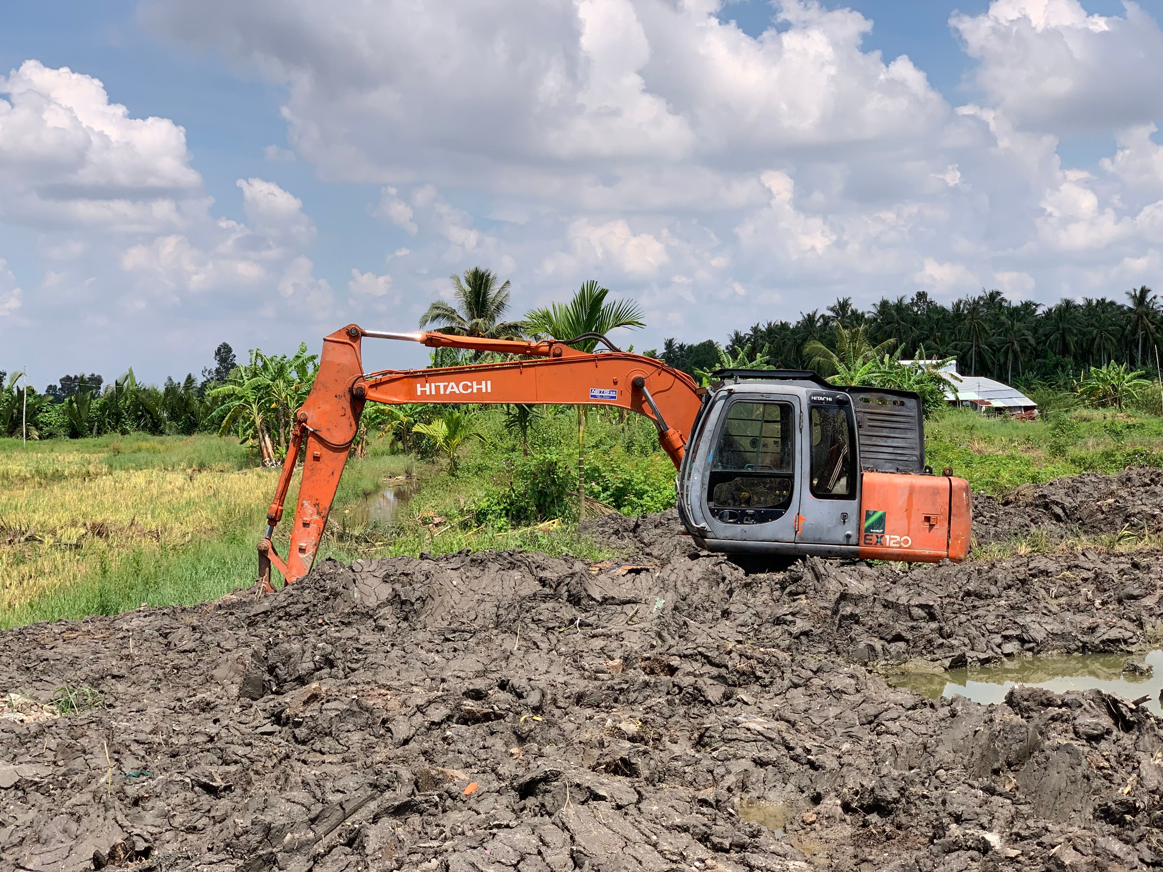 Excavation equipment working on foundation preparation